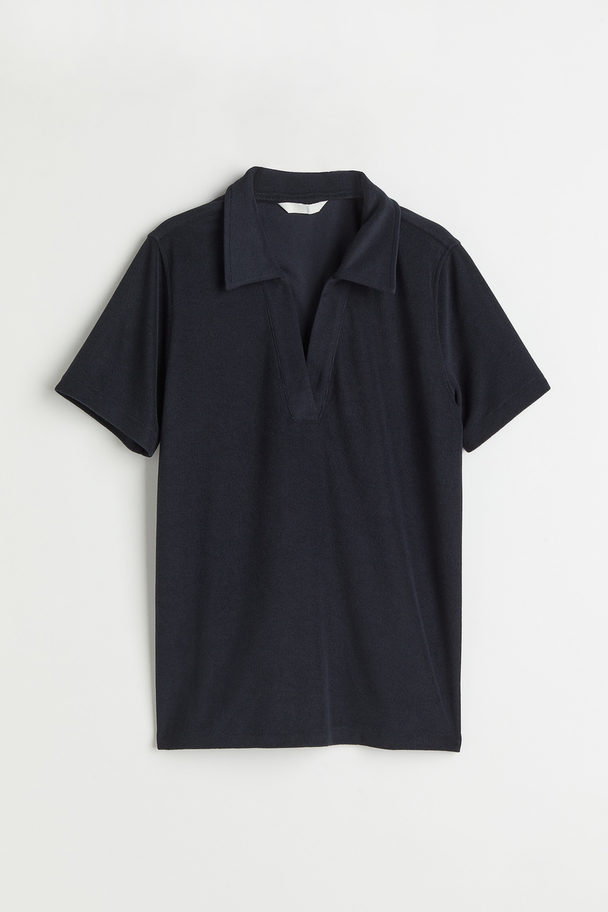 H&M Terry Polo Shirt Dark Blue