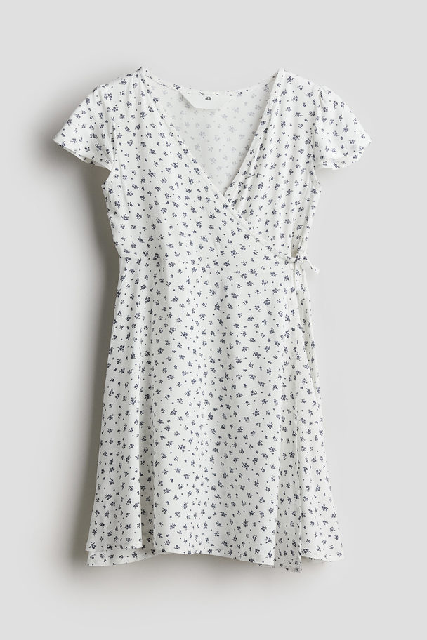 H&M Viscose Wrap Dress White/floral