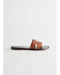 Duo Strap Leather Sandals Brown