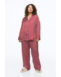 H&m+ Pyjama Shirt And Bottoms Red/striped