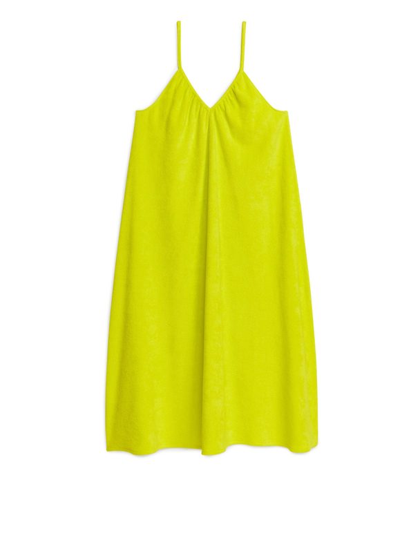 ARKET Cotton Towelling Strap Dress Neon Yellow