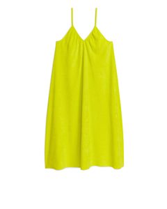 Cotton Towelling Strap Dress Neon Yellow