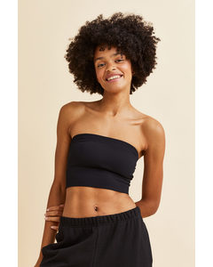 Seamless Light Support Sports Bandeau Top Black
