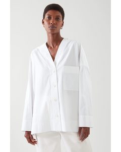 Oversized V-neck Shirt White