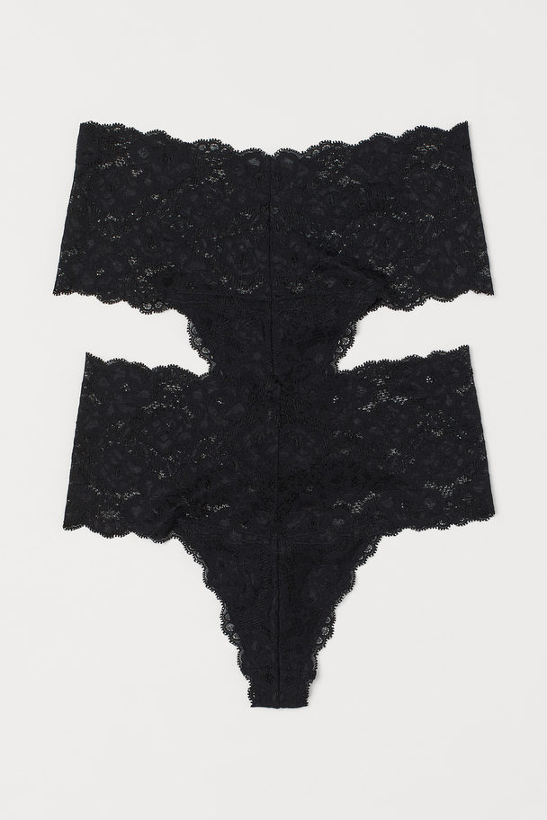 H&M 2-pack Lace Thong Briefs Black