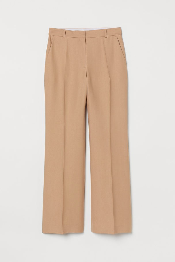 H&M Flared Lyocell-blend Trousers Beige