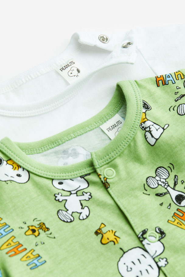 H&M 2-pack Printed Pyjamas Light Green/snoopy