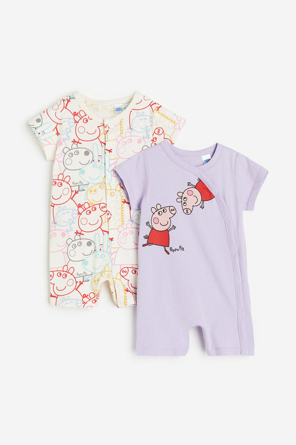 H&M 2-pack Pyjamas Med Trykk Lys Lilla/peppa Gris
