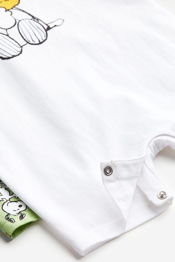 H&M 2er-Pack Schlafanzug mit Print Hellgrün/Snoopy