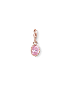 Charm Pendant Hot Pink Stone 925 Sterling Silver; 18k Rose Gold Plating