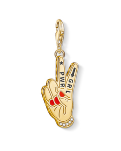 Charm Pendant Girl Power 925 Sterling Silver; 18k Yellow Gold Plating