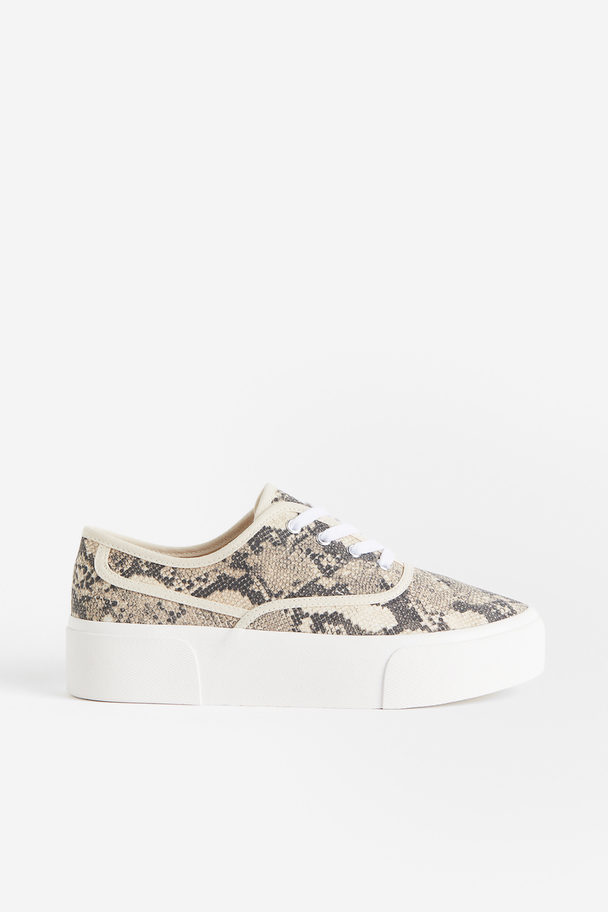 H&M Chunky Trainers Beige/snakeskin-patterned