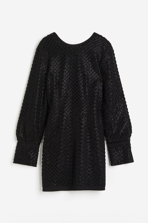 H&M Kleid mit Perlenverzierung Schwarz