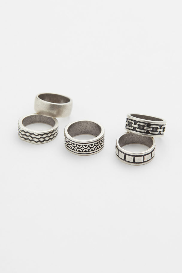 H&M 5-pack Rings Silver-coloured