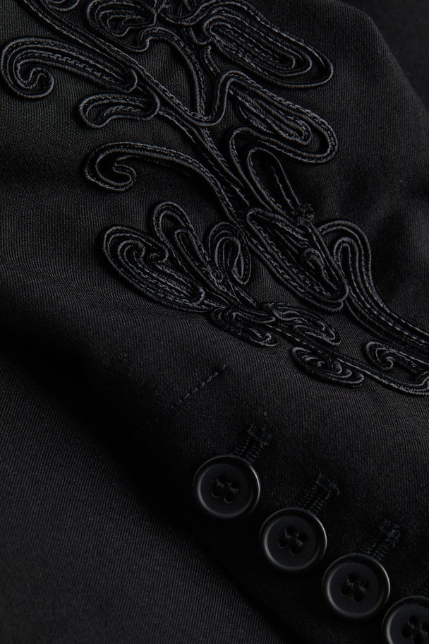 H&M Blazer Met Geborduurde Details Zwart