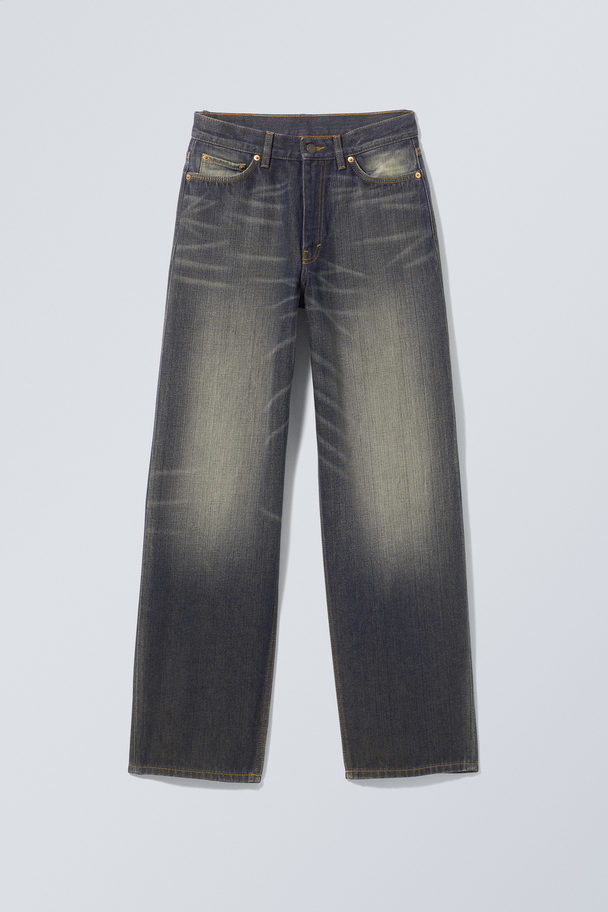 Weekday Rail Jeans mit mittelhohem Bund und geradem Bein Marsh Blue