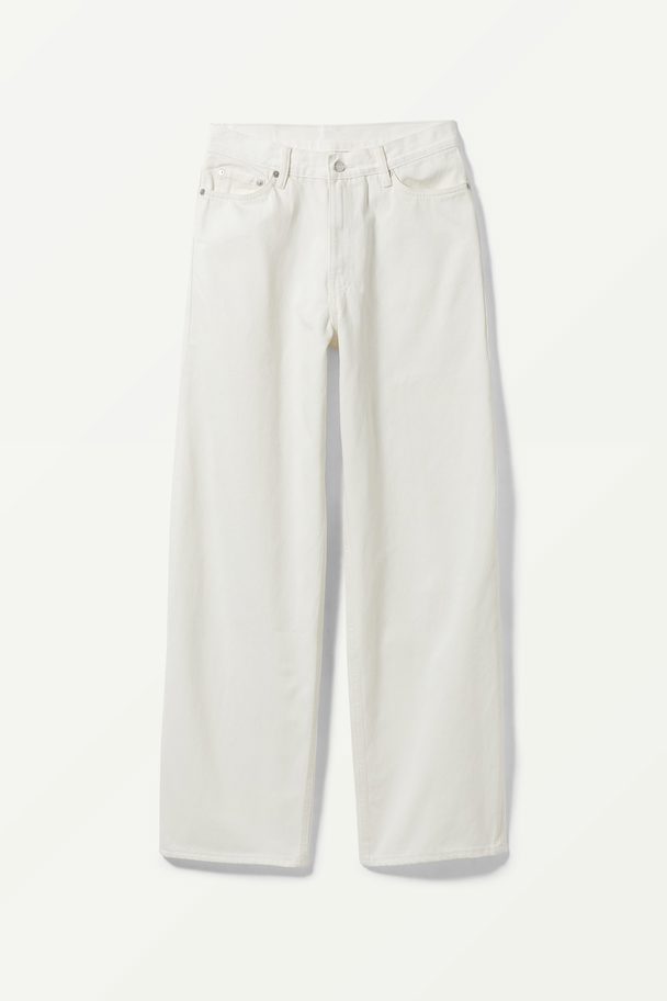 Weekday Rail Mid Loose Straight Jeans White