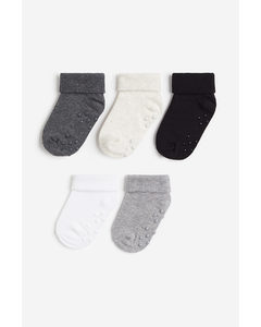 5-pack Anti-slip Socks Dark Grey/grey Marl