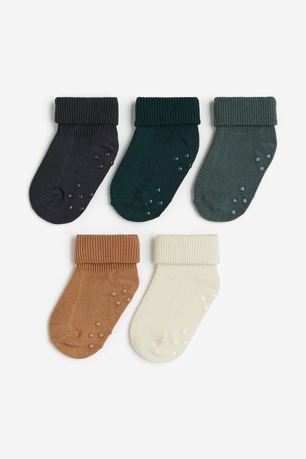 H&M 5-pack Anti-slip Socks Dark Green/green