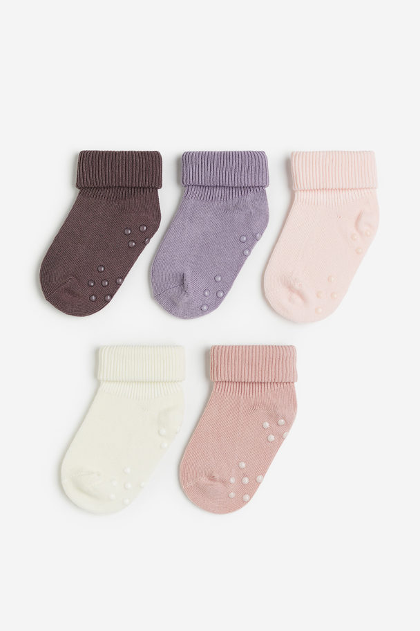 H&M 5-pack Anti-slip Socks Dark Mauve/purple