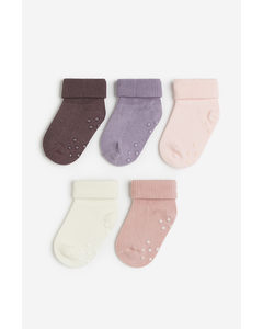5-pack Anti-slip Socks Dark Mauve/purple