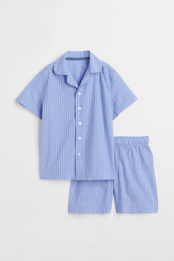 H&M Pyjamajasje En -short Van Modalmix Blauw/wit Gestreept