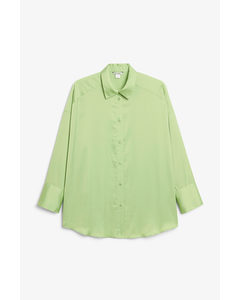 Oversized Satin Shirt Light Green