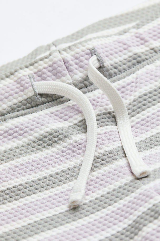 H&M Textured Swimming Trunks Light Grey/striped