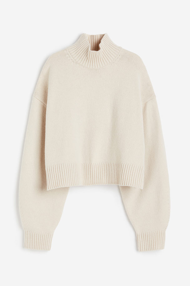 H&M Oversized Pullover mit Turtleneck Hellbeige