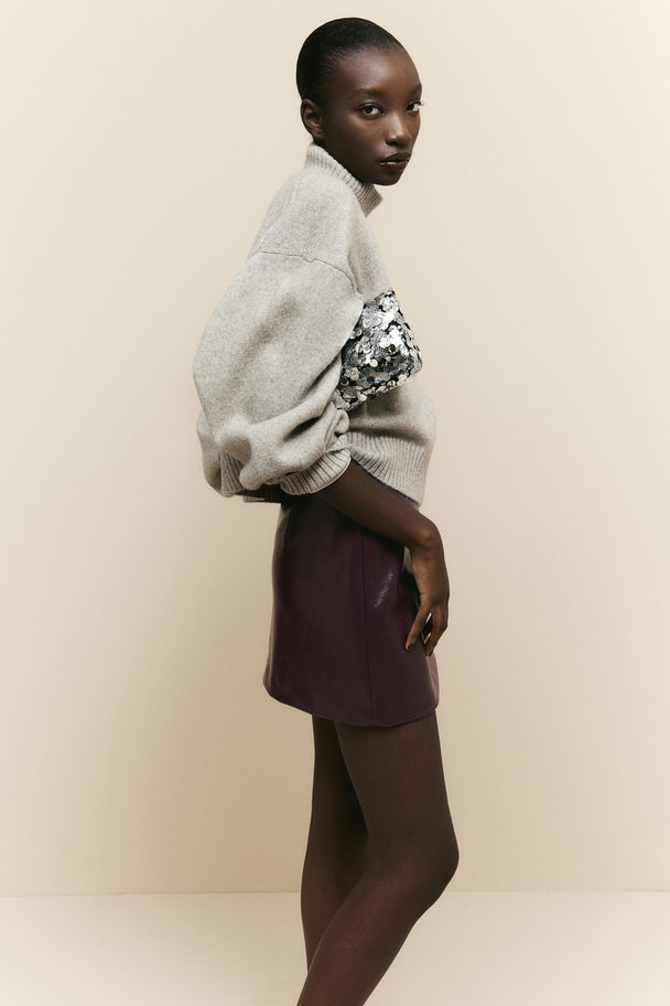 H&M Oversized Pullover mit Turtleneck Helles Greige