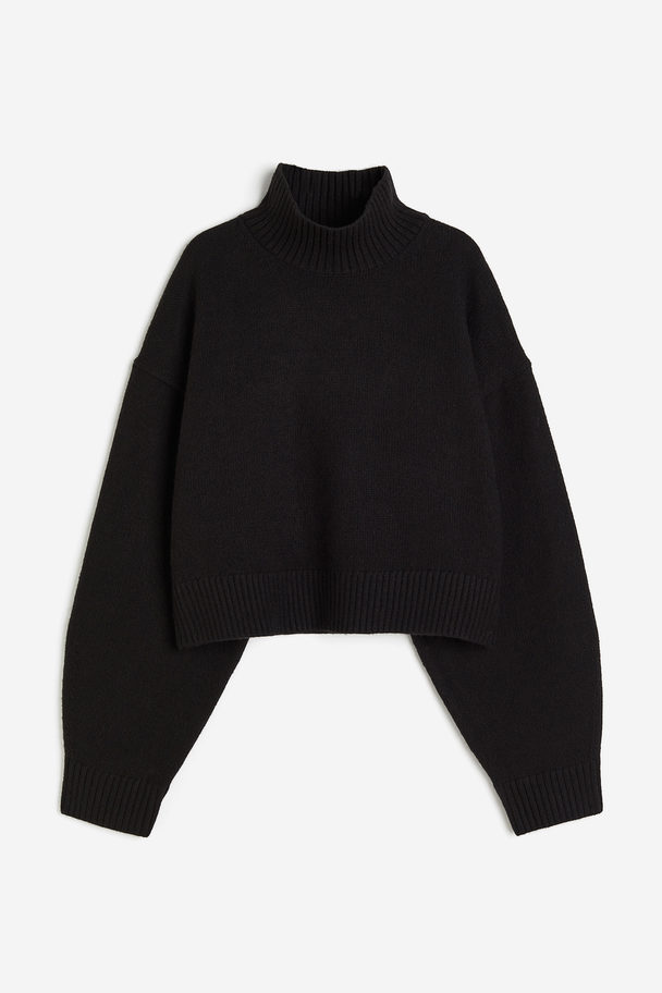H&M Oversized Pullover mit Turtleneck Schwarz