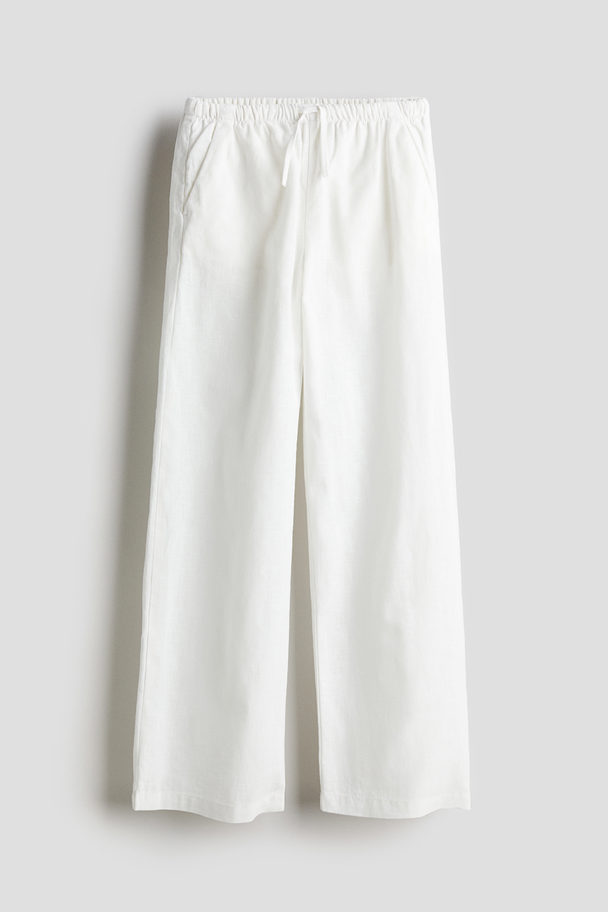 H&M Vide Pull On-bukser I Hørblanding Hvid