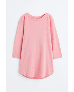 Long-sleeved Printed Nightdress Light Pink/stars