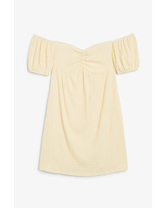 Puff Sleeve Mini Dress Pastel Yellow