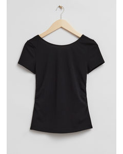 Fitted Ruched Detail T-shirt Black