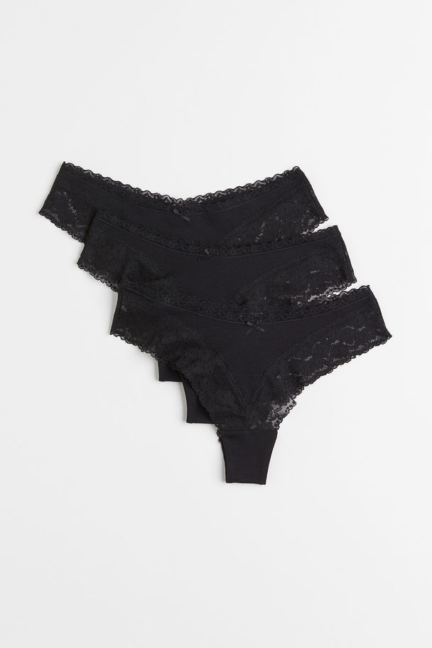 H&M Set Van 3 Katoenen Slips - Brazilian Zwart