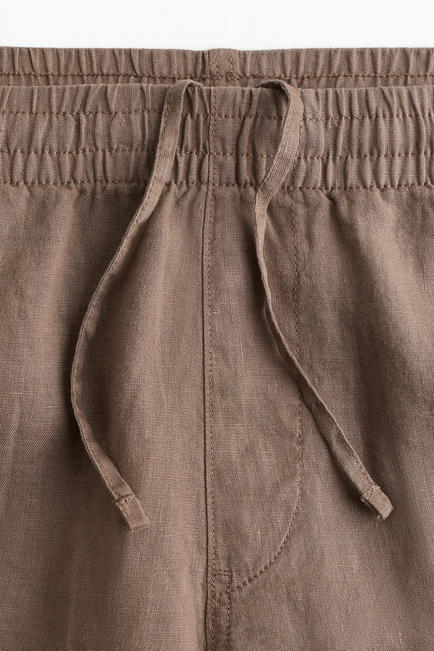 H&M Leinenshorts in Regular Fit Dunkelbeige