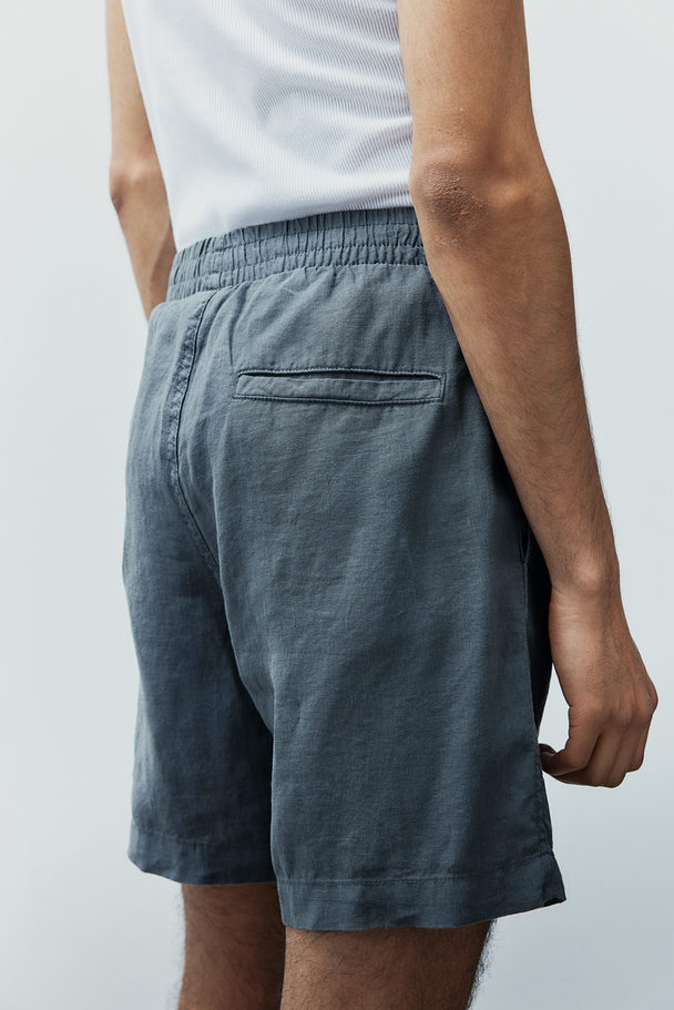 H&M Leinenshorts in Regular Fit Dunkeltürkis