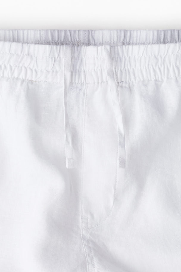 H&M Regular Fit Linen Shorts White