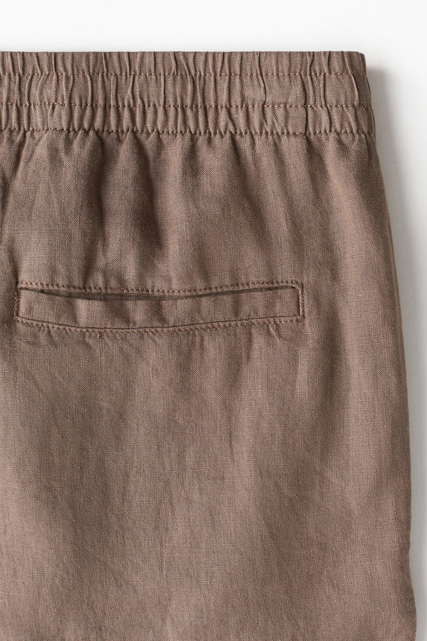 H&M Leinenshorts in Regular Fit Dunkelbeige