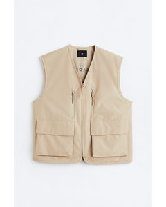 Relaxed Fit Water-repellent Gilet Beige