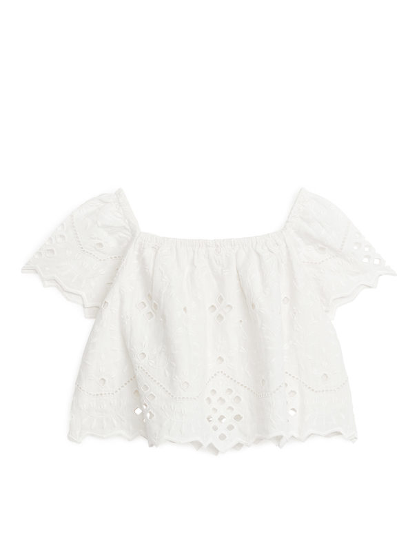 ARKET Blouse Met Broderie Anglaise Wit