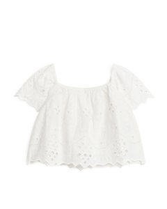 Blouse Met Broderie Anglaise Wit
