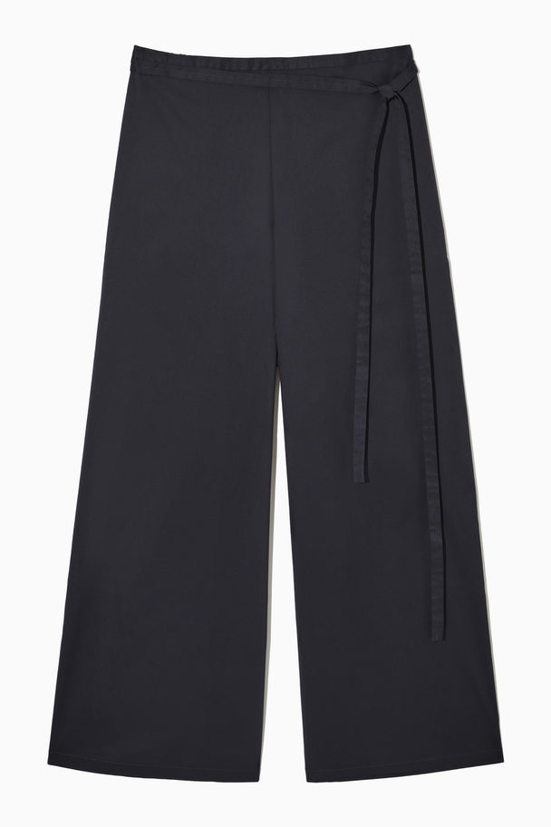 COS Belted Cropped Wide-leg Trousers Dark Navy