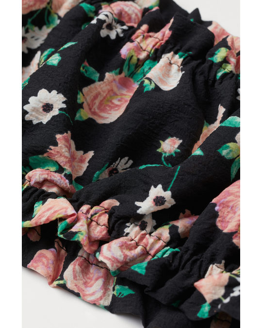H&M Cropped Blouse Black/floral