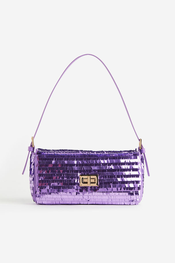 H&M Sequined Shoulder Bag Purple