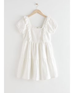 Tiered Ruffle Mini Dress White