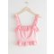 Square Neck Ruffle Crepe Top Pink