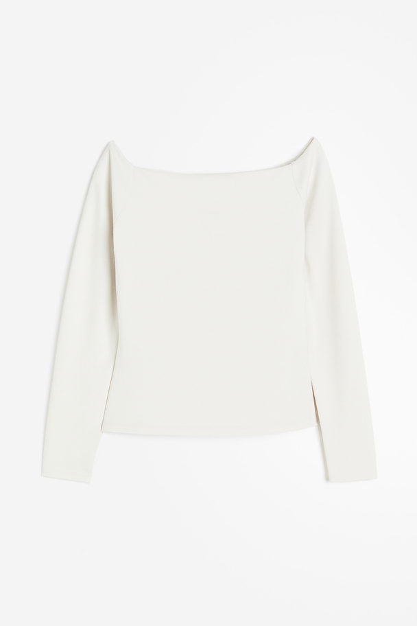 H&M Off-Shoulder-Shirt Weiß