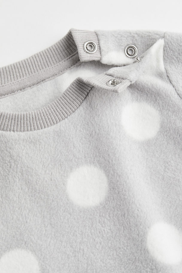 H&M Fleece Pyjamas Light Grey/spotted
